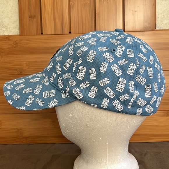 Bud Light Baseball Cap All Over Logo Blue Buckle Back Pattern Beer Hat NEW - Picture 6 of 16